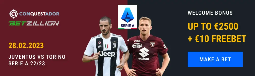 Juventus vs Torino, Serie A 22/23 Betting Bonus