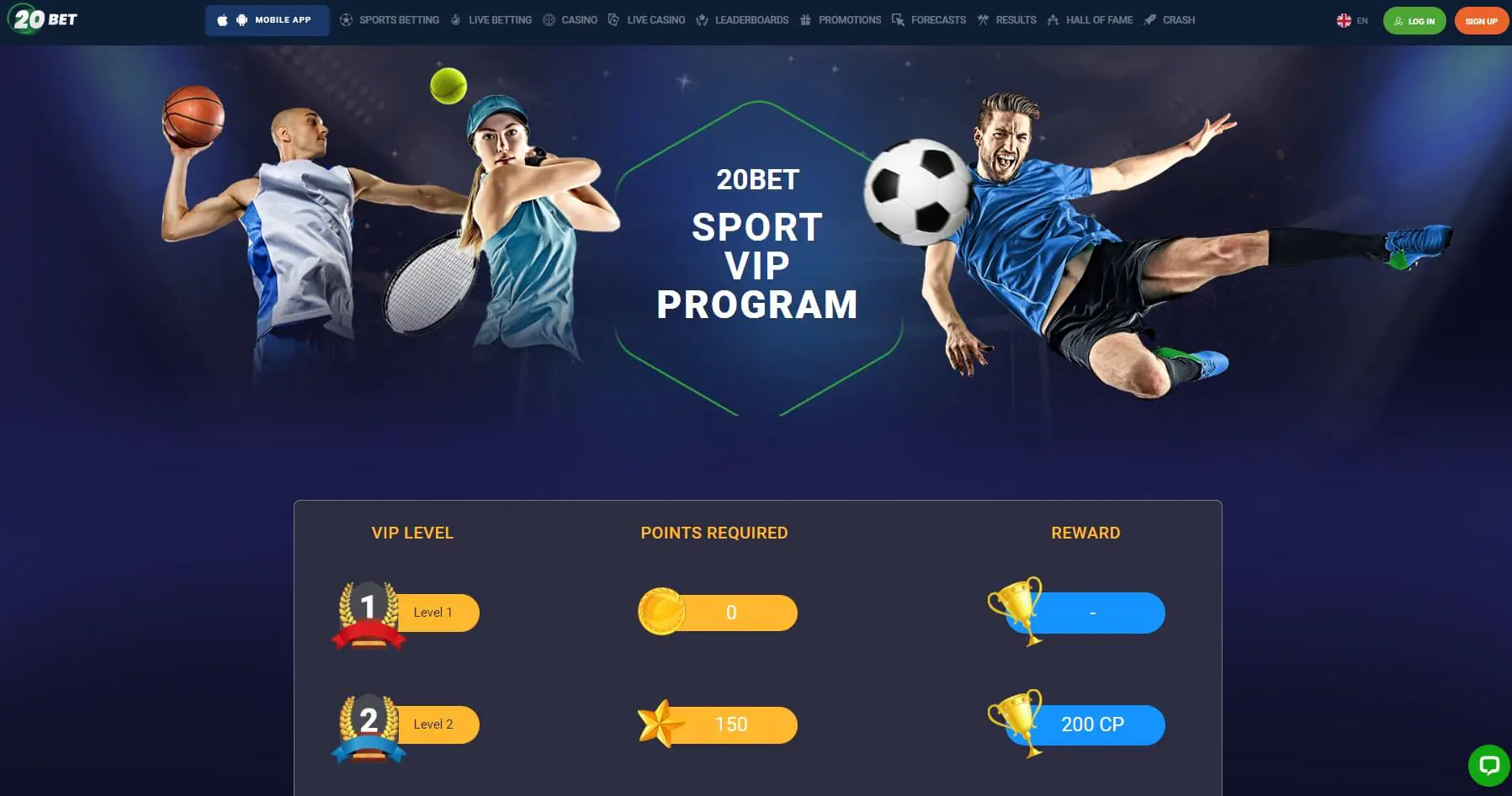20Bet Sports VIP Program