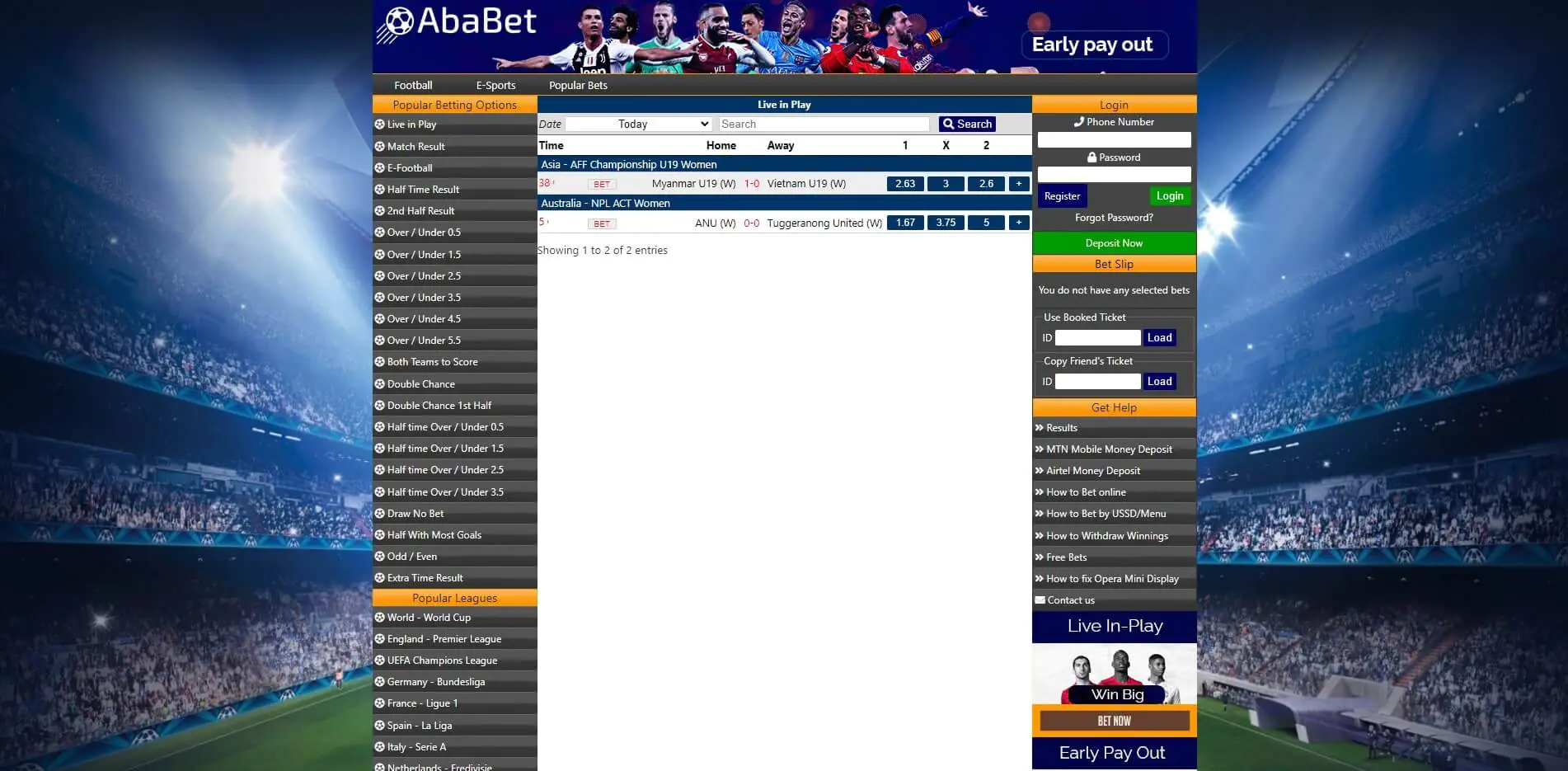 AbaBet Live Betting